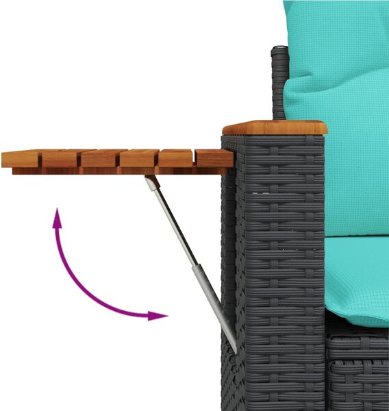 VidaXL 4 részes fekete polyrattan kerti ülőgarnitúra párnával