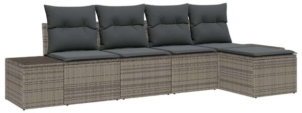 VidaXL Kerti Kanapé Szett 5 pcs Szürke Poli rattan