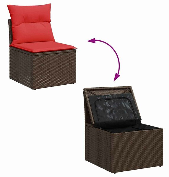 VidaXL 6 részes barna polyrattan kerti ülőgarnitúra párnával