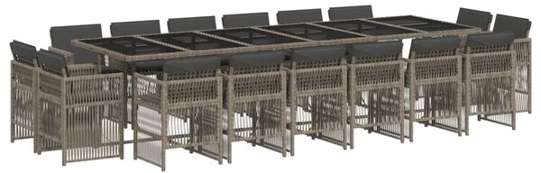VidaXL 17 részes szürke polyrattan kerti étkezőgarnitúra párnával