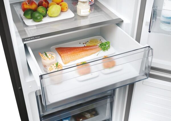 Candy ECN2CQTEB186 Alulfagyasztós hűtőszekrény, 355L, M: 185, Fresco300, NoFrost, fekete, E energiaosztály