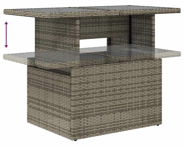 VidaXL 7 részes szürke polyrattan akácfa kerti ülőgarnitúra párnákkal