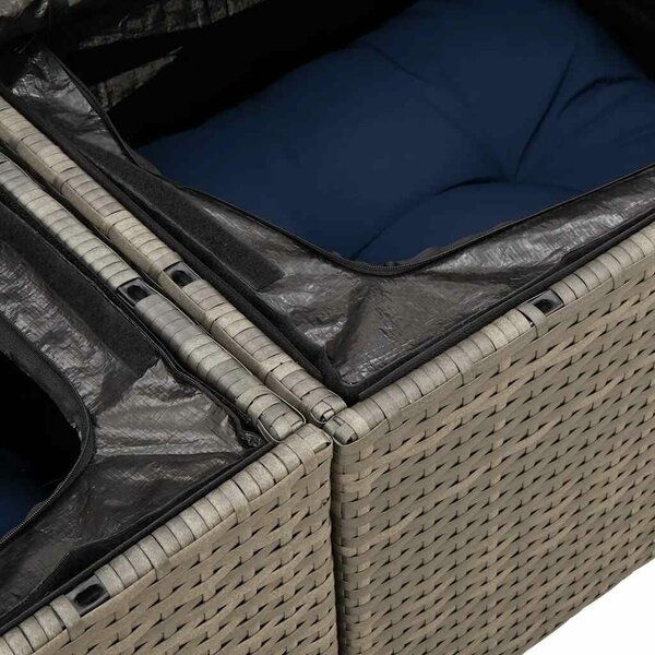 VidaXL 7 részes szürke polyrattan akácfa kerti ülőgarnitúra párnákkal