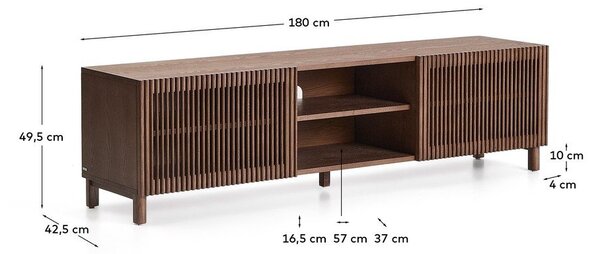 Sötétbarna TV-állvány diófa dekorral 180x49,5x42,5 cm Beyla – Kave Home