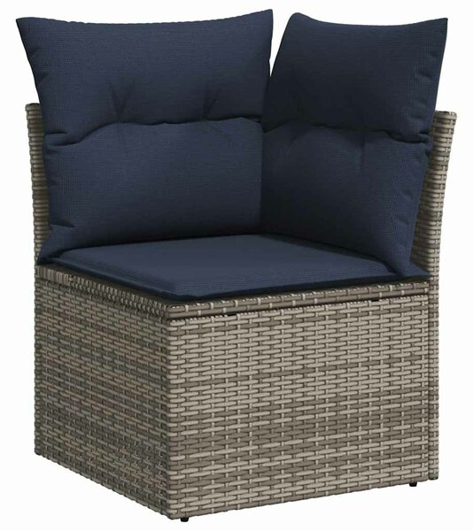 VidaXL 11 részes szürke polyrattan akácfa kerti ülőgarnitúra párnákkal