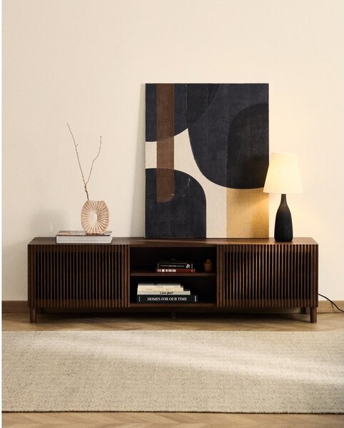 Sötétbarna TV-állvány diófa dekorral 180x49,5x42,5 cm Beyla – Kave Home