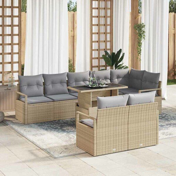 VidaXL Kerti Kanapé Szett 9 pcs bézs és világosszürke 100 x 55 x 73 cm