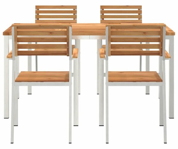 VidaXL Kert étkező szett 5 pcs Tömör teakfa és rozsdamentes acél