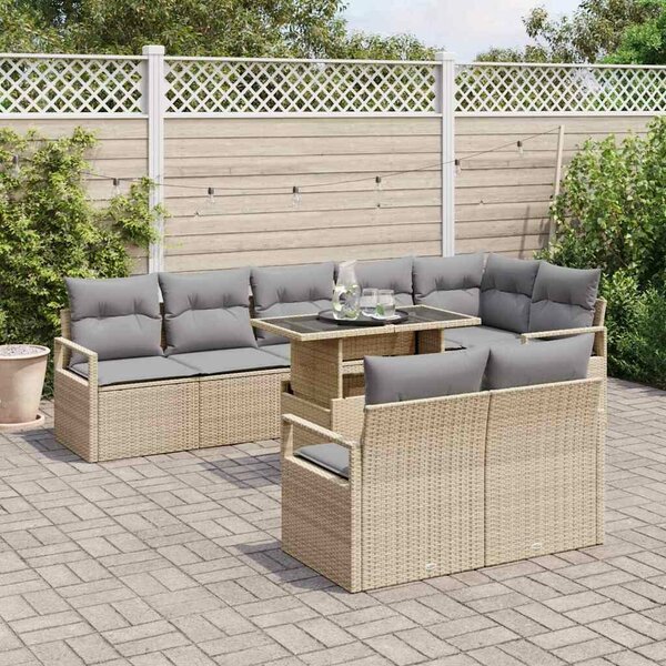 VidaXL Kerti Kanapé Szett 9 pcs bézs és világosszürke 100 x 55 x 73 cm