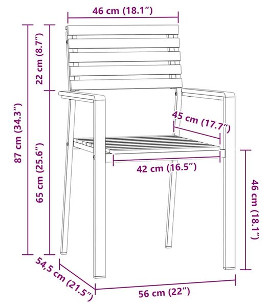 VidaXL Kert étkező szett 5 pcs Tömör teakfa és rozsdamentes acél