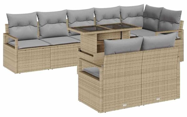 VidaXL Kerti Kanapé Szett 9 pcs bézs és világosszürke 100 x 55 x 73 cm