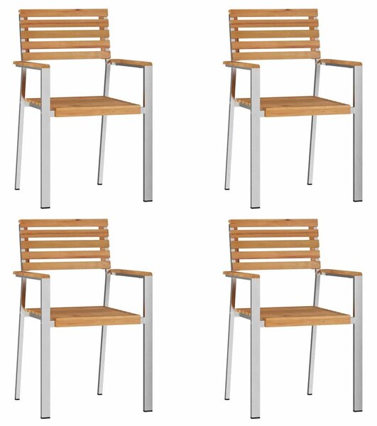 VidaXL Kert étkező szett 5 pcs Tömör teakfa és rozsdamentes acél