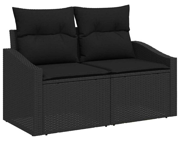 VidaXL Kanapé Szett párnával tárolóval 7 pcs Fekete polirattan