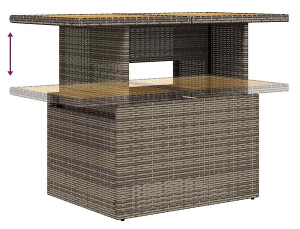 VidaXL 6 részes szürke polyrattan akácfa kerti ülőgarnitúra párnákkal