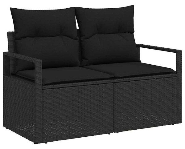 VidaXL Kanapé Szett párnával tárolóval 6 pcs Fekete polirattan