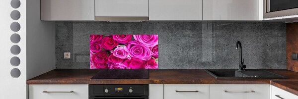 Konyhai falburkoló panel Egy csokor rózsaszín rózsa