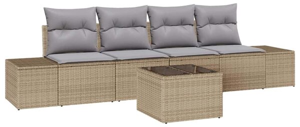 VidaXL Kanapé Szett párnával 5 pcs Beige és Világosszürke polirattan