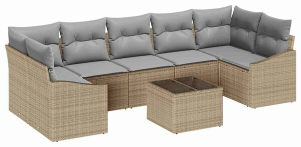 VidaXL Kanapé Szett párnával 8 pcs Barna és szürke polirattan