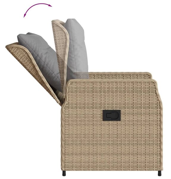 VidaXL 7 részes bézs polyrattan kerti étkezőgarnitúra párnákkal