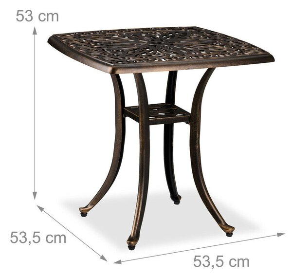Vintage Négyzet alakú kerti asztal fekete-bronz 53x53,5x53,5 cm 10050819