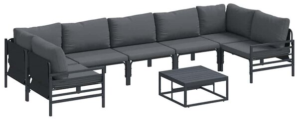 Kerti Kanapé Szett 8 pcs Antracitszürke Acél