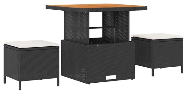 Kerti Kanapé Szett párnával 8 pcs Fekete, Krém 80 x 80 x 71 cm
