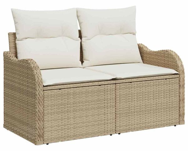 Kerti Kanapé Szett párnával 8 pcs Bézs és fehér Poli rattan