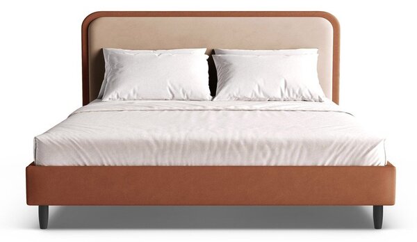 Téglavörös kárpitozott franciaágy ágyráccsal 180x200 cm Aveline – Micadoni