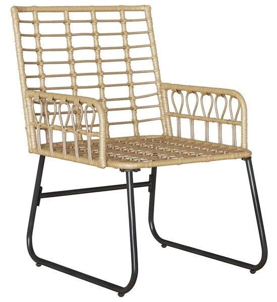 Kert étkező szett 3 pcs Barna Fekete Krém Poli rattan és acél