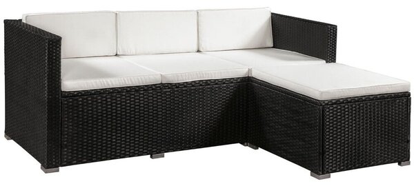 Punta Cana M Lounge műrattan kerti sarokgarnitúra fekete-bézs 200155