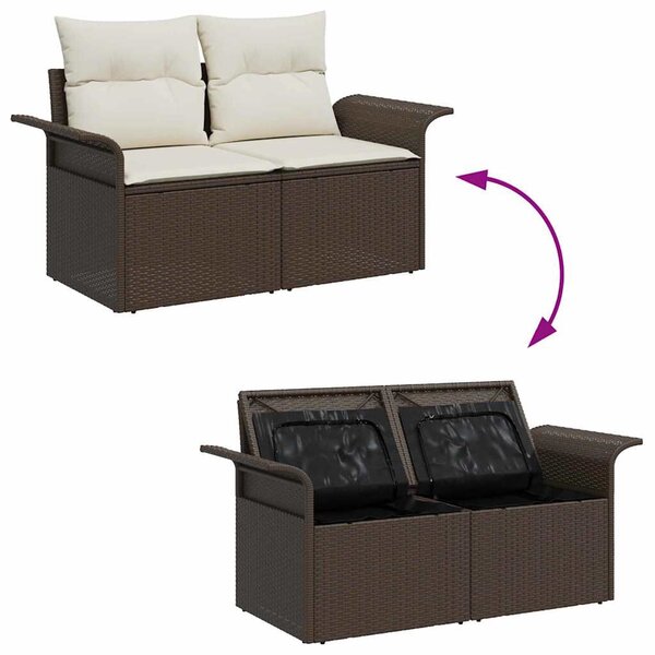 Kerti Kanapé Szett 10 pcs Barna 100 x 55 x 73 cm Poli rattan
