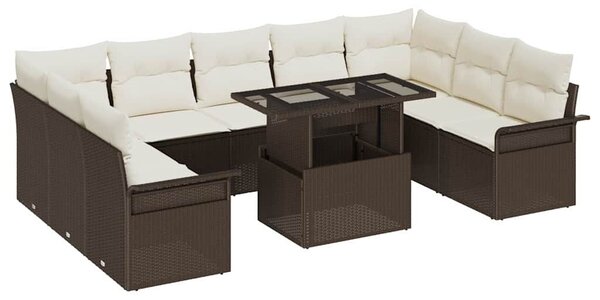 Kerti Kanapé Szett 10 pcs Barna 100 x 55 x 73 cm Poli rattan