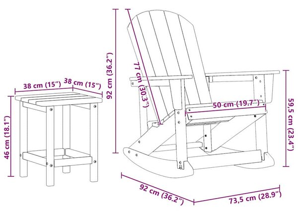 Kerti lounge szett 3 pcs Fehér HDPE