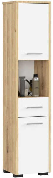 AKORD FIN Fürdőszobai Álló Szekrény Artisan Tölgy-Fehér 140cm