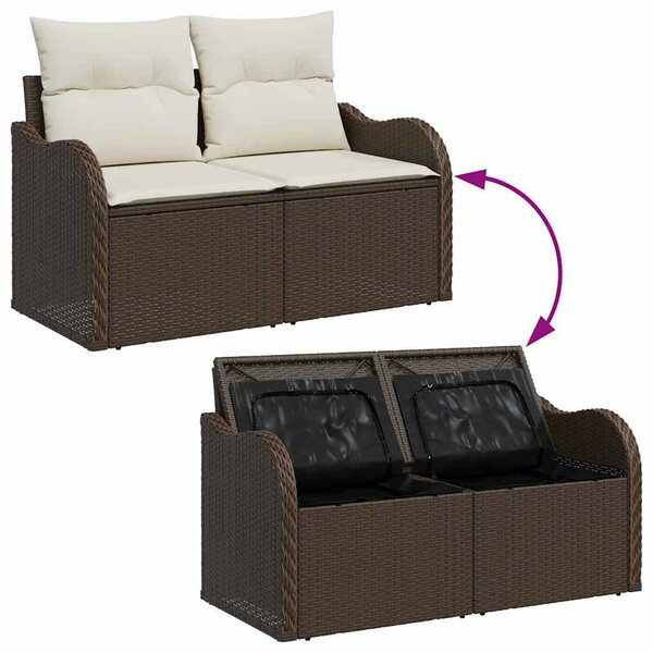 Kerti Kanapé Szett 5 pcs Barna 100 x 55 x 73 cm Poli rattan