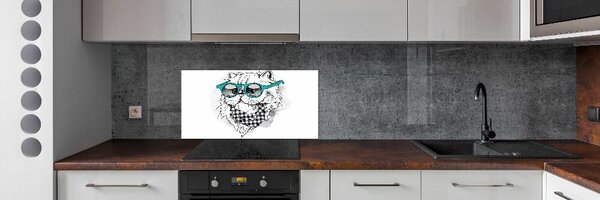 Konyhai fali panel Cat szemüveg