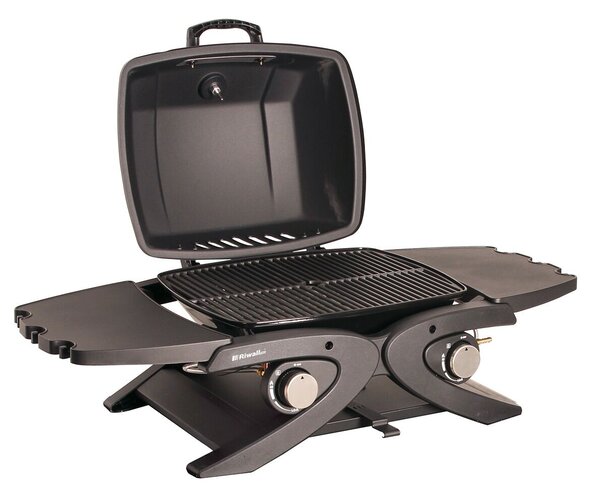Riwall RGG 20 Compact SET gázüzemű mobil grillsütő 4,2 kW, 2 gázégővel + asztal
