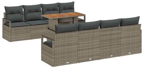 Kerti Kanapé Szett 9 pcs Szürke és Barna 100 x 55 x 73 cm