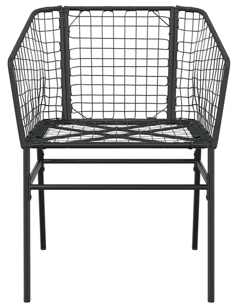 VidaXL 3 részes fekete polyrattan üveg kerti étkezőgarnitúra