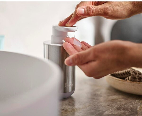 Ezüstszínű rozsdamentes acél szappanadagoló 300 ml Duo Steel – Joseph Joseph