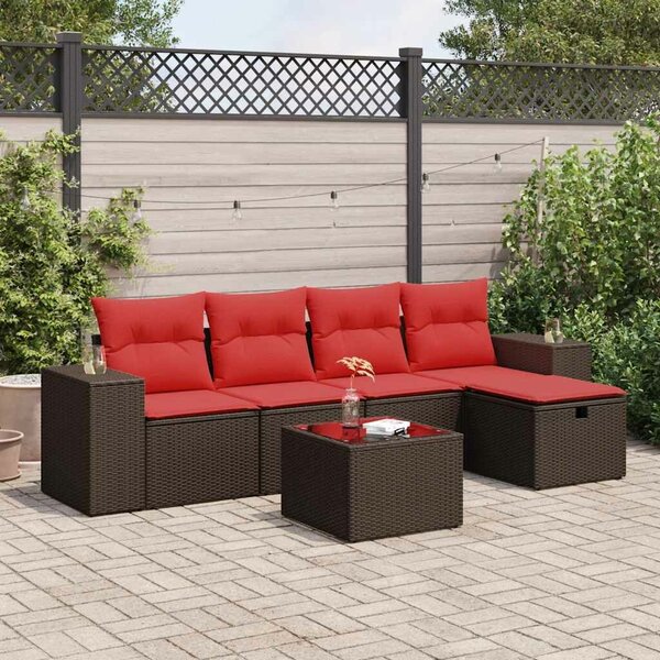 VidaXL 6 részes barna polyrattan kerti ülőgarnitúra párnával