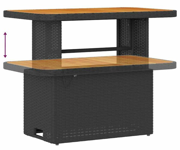 VidaXL Kerti Kanapé Szett párnával tárolóval 9 pcs Fekete Poli rattan