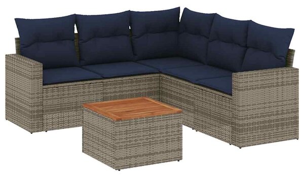 VidaXL 6 részes szürke polyrattan kerti ülőgarnitúra párnával
