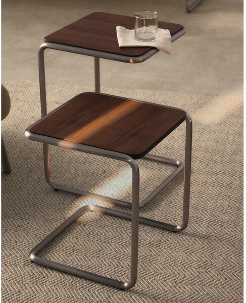 Tárolóasztal diófa dekorral 42x42 cm Tarsel – Kave Home
