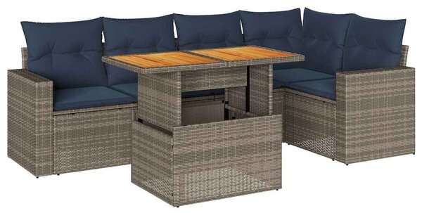 VidaXL 6 részes szürke polyrattan kerti ülőgarnitúra párnákkal