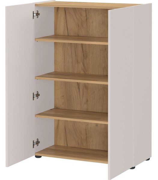Krémszínű szekrény tölgyfa dekorral 74x105x33 cm Alviano – Germania