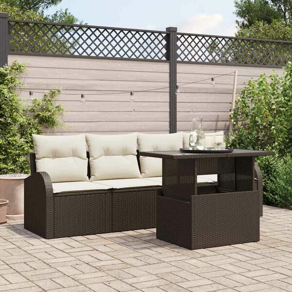 VidaXL Kerti Kanapé Szett párnával párnával 5 pcs Barna Poly Rattan