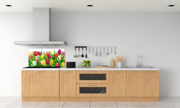 Konyhai falburkoló panel Színes tulipán