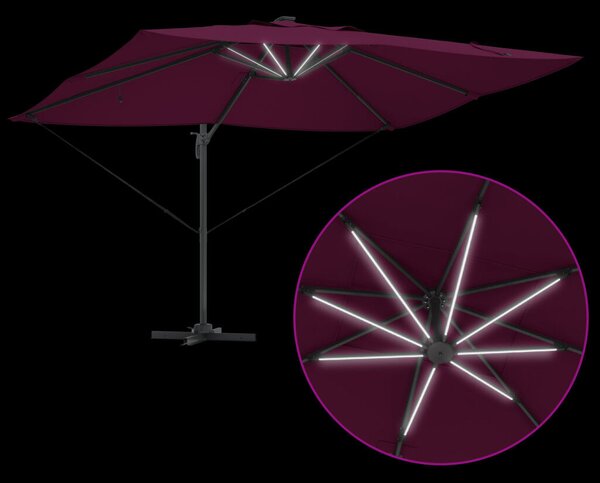Konzolos Roma Napernyő LED-del Bordeaux Piros 352x251x265 cm Alumínium