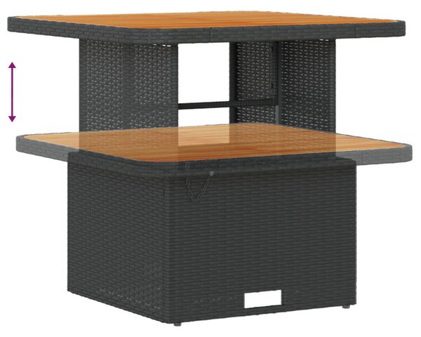 10 darabos Kerti Sofa Szett Párnákkal Fekete Poli Rattan Akáciából